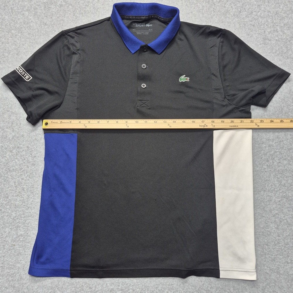 Lacoste Sport Polo Shirt Mens XL Black Blue White Colorblock Performance - Picture 5 of 16